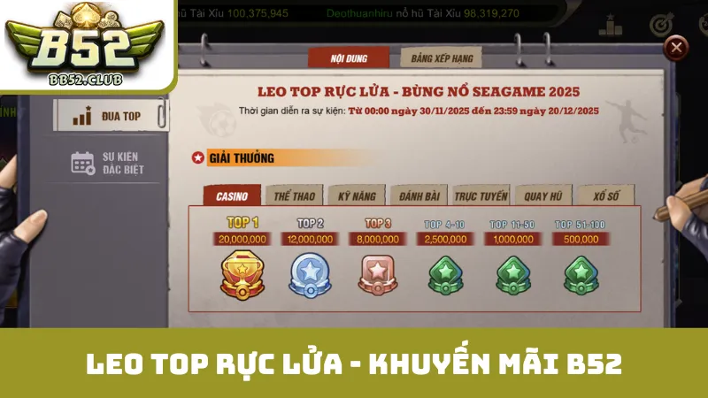 Leo top rực lửa - Cơ hội vàng của khuyến mãi b52